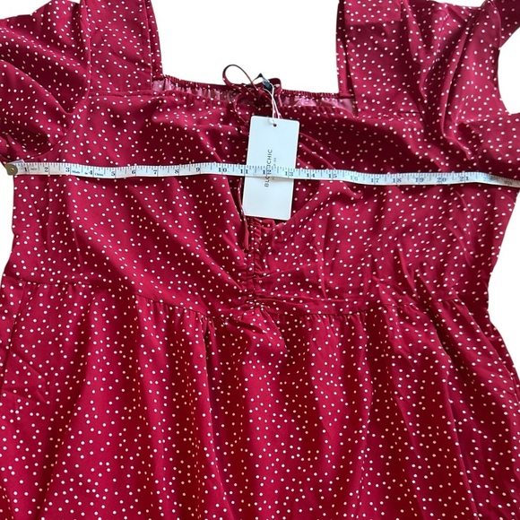 New Bloom Chic Women's US 22 24 Red Polka Dot Ruched Front Tiered Midi Dress NWT - Picture 11 of 13